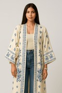 The Ahlam Cream and Light Blue Abaya - TAL by The Abaya Lab