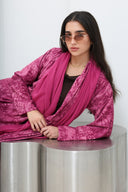 The Aisha Berry Floral Velvet Printed Abaya - TAL by The Abaya Lab