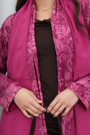 The Aisha Berry Floral Velvet Printed Abaya - TAL by The Abaya Lab