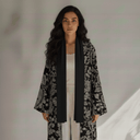 The Aisha Black and White Floral Abaya - TAL by The Abaya Lab
