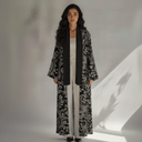 The Aisha Black and White Floral Abaya - TAL by The Abaya Lab