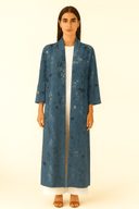 The Aisha Deep Teal Floral Abaya - TAL by The Abaya Lab