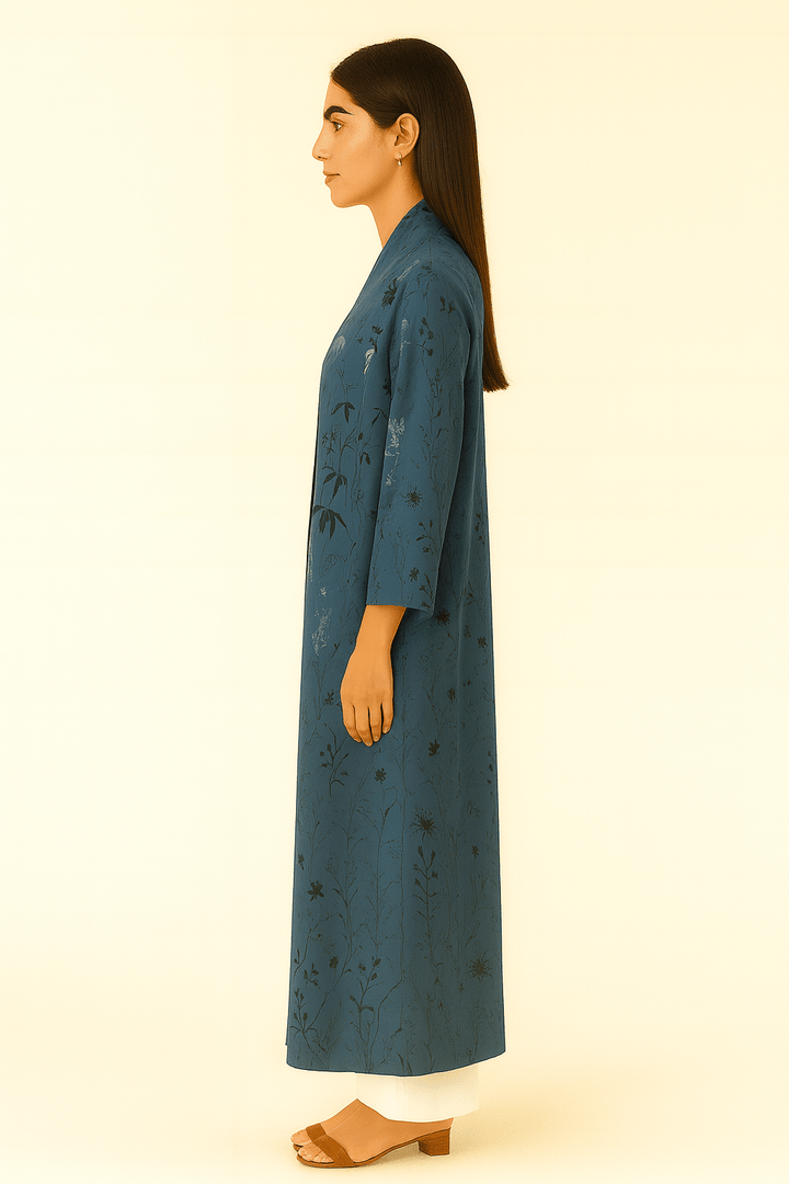 The Aisha Deep Teal Floral Abaya - TAL by The Abaya Lab