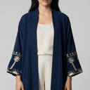The Aisha Navy Velvet Embroidered Abaya - TAL by The Abaya Lab