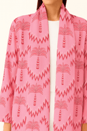 The Aisha Pink Palm Print Cotton Abaya - TAL by The Abaya Lab