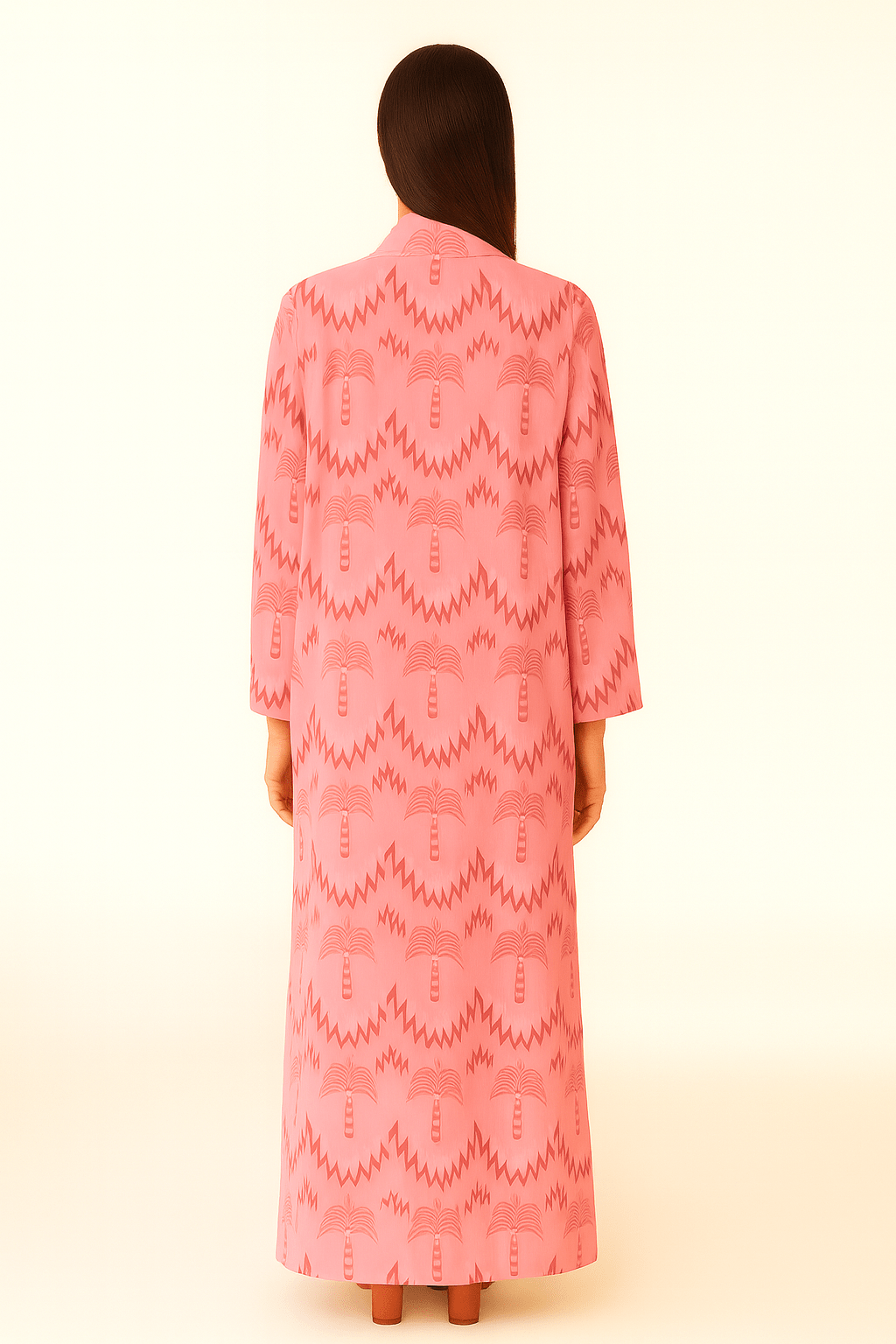 The Aisha Pink Palm Print Cotton Abaya - TAL by The Abaya Lab