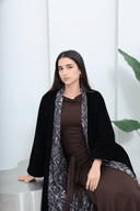 The Alia Black Velvet Abaya with Printed Inseam - TAL by The Abaya Lab