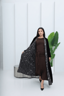 The Alia Black Velvet Abaya with Printed Inseam - TAL by The Abaya Lab