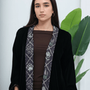 The Alia Black Velvet Abaya with Printed Inseam - TAL by The Abaya Lab