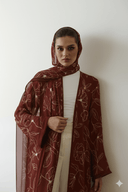 The Alia Deep Maroon Floral Abaya - TAL by The Abaya Lab