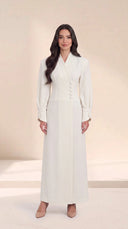 The Aliya Button-Waist Abaya with Wrap Collar - TAL by The Abaya Lab