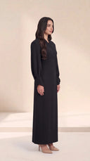 The Aliya Button-Waist Abaya with Wrap Collar - TAL by The Abaya Lab