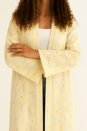 The Alyazia Butter Cream Chikan Abaya - TAL by The Abaya Lab