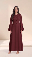 The Amal Bow Detail Abaya with Pleated Bell Sleeves - TAL by The Abaya Lab