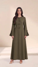 The Amal Bow Detail Abaya with Pleated Bell Sleeves - TAL by The Abaya Lab