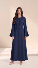 The Amal Bow Detail Abaya with Pleated Bell Sleeves - TAL by The Abaya Lab