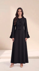 The Amal Bow Detail Abaya with Pleated Bell Sleeves - TAL by The Abaya Lab