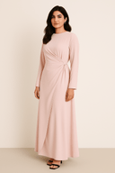 The Amani Draped Wrap Dress – Blush Edition - The Abaya Lab
