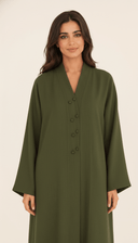 The Amani Elegant Linen Loop Button Abaya - TAL by The Abaya Lab