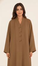The Amani Elegant Linen Loop Button Abaya - TAL by The Abaya Lab