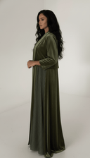 The Amber Green Velvet Pleated Abaya - TAL by The Abaya Lab
