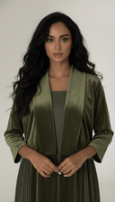 The Amber Green Velvet Pleated Abaya - TAL by The Abaya Lab