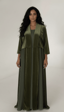 The Amber Green Velvet Pleated Abaya - TAL by The Abaya Lab