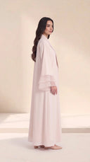 The Ameera Pleated Trim Abaya with Layered Sheer Cuffs - TAL by The Abaya Lab