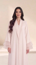 The Ameera Pleated Trim Abaya with Layered Sheer Cuffs - TAL by The Abaya Lab