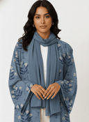 The Amna Dusty Blue Floral Abaya - TAL by The Abaya Lab