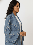The Amna Dusty Blue Floral Abaya - TAL by The Abaya Lab
