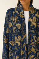 The Amna Navy & Gold Floral Silk Abaya - TAL by The Abaya Lab