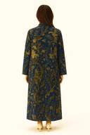 The Amna Navy & Gold Floral Silk Abaya - TAL by The Abaya Lab