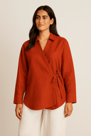 The Amna Terracotta Tie Shirt - TAL by The Abaya Lab