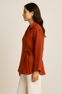 The Amna Terracotta Tie Shirt - TAL by The Abaya Lab