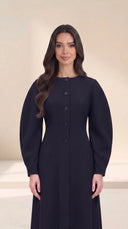 The Aniqa Button-Front Abaya with Sculpted Sleeves - TAL by The Abaya Lab