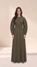The Aniqa Button-Front Abaya with Sculpted Sleeves - TAL by The Abaya Lab