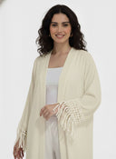 The Areej Cutwork Fringe Sleeve Open Abaya - TAL by The Abaya Lab