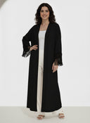 The Areej Cutwork Fringe Sleeve Open Abaya - TAL by The Abaya Lab