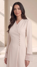 The Asima Asymmetric Button Abaya with Sheer Cuffs - TAL by The Abaya Lab