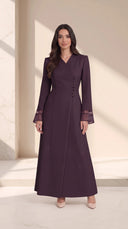 The Asima Asymmetric Button Abaya with Sheer Cuffs - TAL by The Abaya Lab
