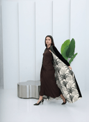 The Asma Black Velvet Inseam Print Abaya - TAL by The Abaya Lab