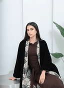 The Asma Black Velvet Inseam Print Abaya - TAL by The Abaya Lab