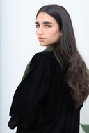 The Asma Black Velvet Inseam Print Abaya - TAL by The Abaya Lab