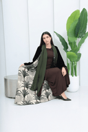 The Asma Black Velvet Inseam Print Abaya - TAL by The Abaya Lab