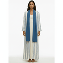 The Asma Ivory & Blue Striped Abaya - TAL by The Abaya Lab