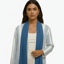The Asma Ivory & Blue Striped Abaya - TAL by The Abaya Lab