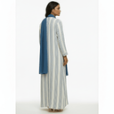 The Asma Ivory & Blue Striped Abaya - TAL by The Abaya Lab