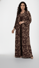 The Asma Mocha Floral Velvet Abaya - TAL by The Abaya Lab