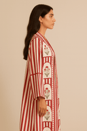 The Asma Red Floral Stripe Abaya - TAL by The Abaya Lab